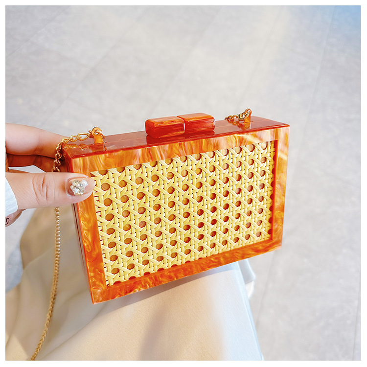 Comercio exterior transfronterizo damas nueva moda de fiesta de caña bolsa acrílica bolsa de cena de hombro único bolsa de mano de banquete inclinada