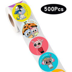 批髮捲裝兒童玩具強貼動物感謝裝飾不乾膠貼紙標籤