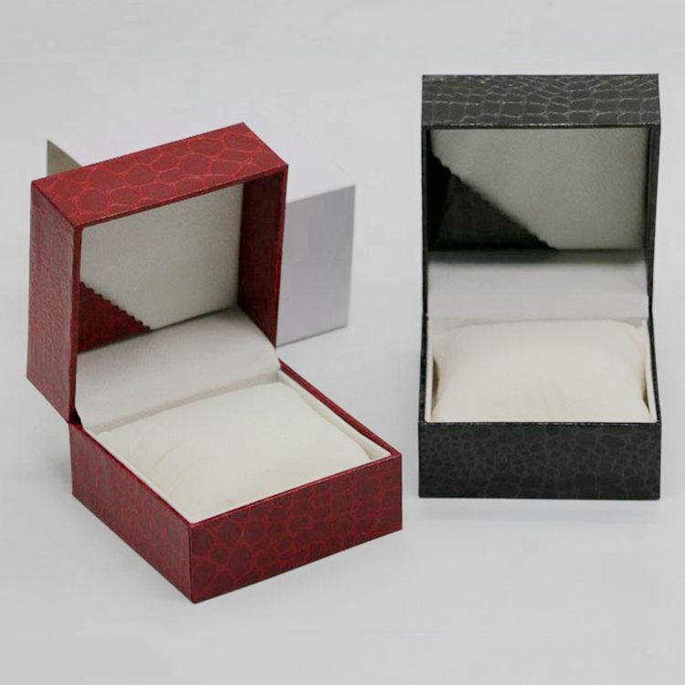 Crocodile Pattern Imitation Leather Watch Box Gift Box High-End Watch Box Flip-Top High-End Bracelet Display Storage Watch Packaging