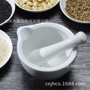 Food Grinder Pure White Thick Ceramic Baby Grinding Bowl with Grinding Stick Rice Cereal Meat Puree Baby Food Supplement Tool