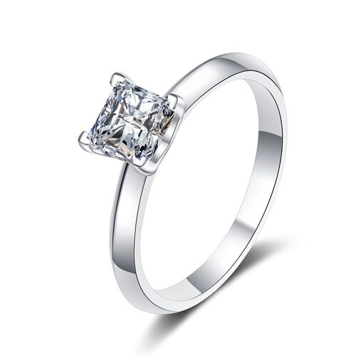 XDY925 sterling silver ring female T's same style bare body four-claw 1 carat 2 carat princess square moissanite ring