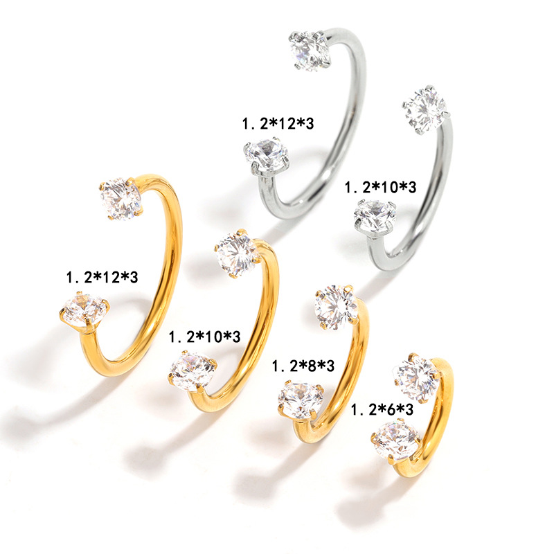 Titan Nasenpiercing Stecker Aus Titan Mit Stein C-form_voghion.com