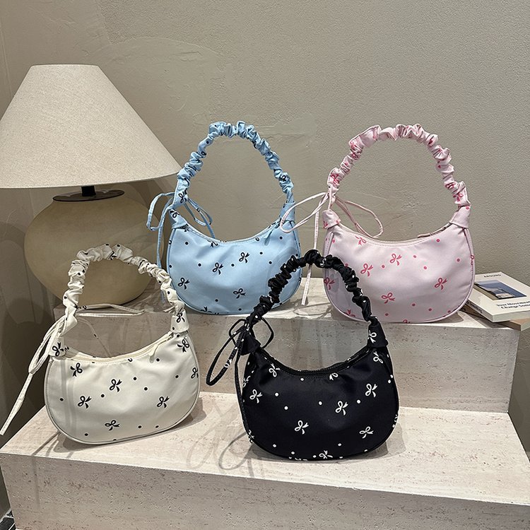 Niche Design Bags for Women 2026 Summer New Korean Style Popular Pleated Handbag Casual Shoulder Bag Underarm Bag
