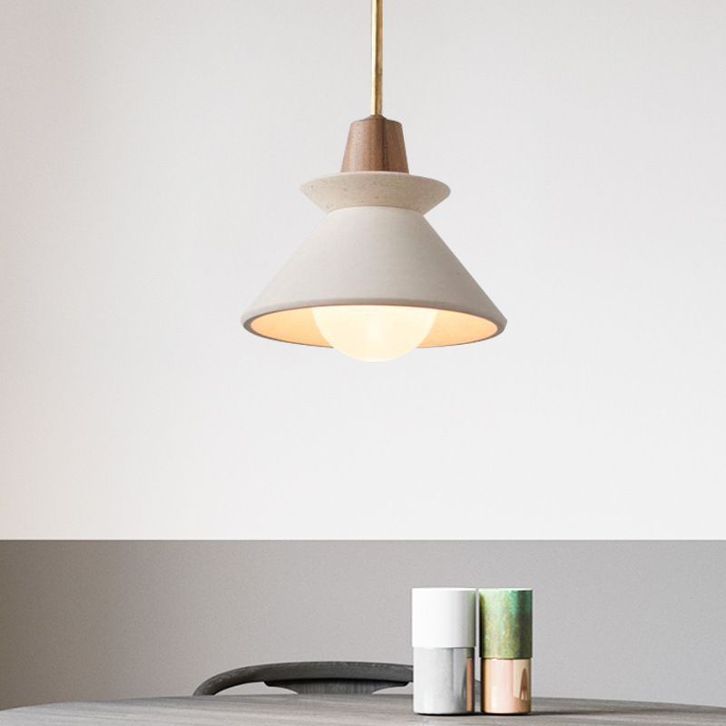 北欧单头吊灯白色水泥卧室床边餐厅吊灯简单木制现代餐厅Led吊灯-阿里巴巴