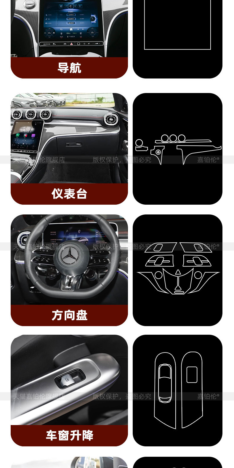 Suitable for 26 models of Mercedes-Benz AMG CLE53, center console gear shift screen tempered film, interior protective film, modification accessories