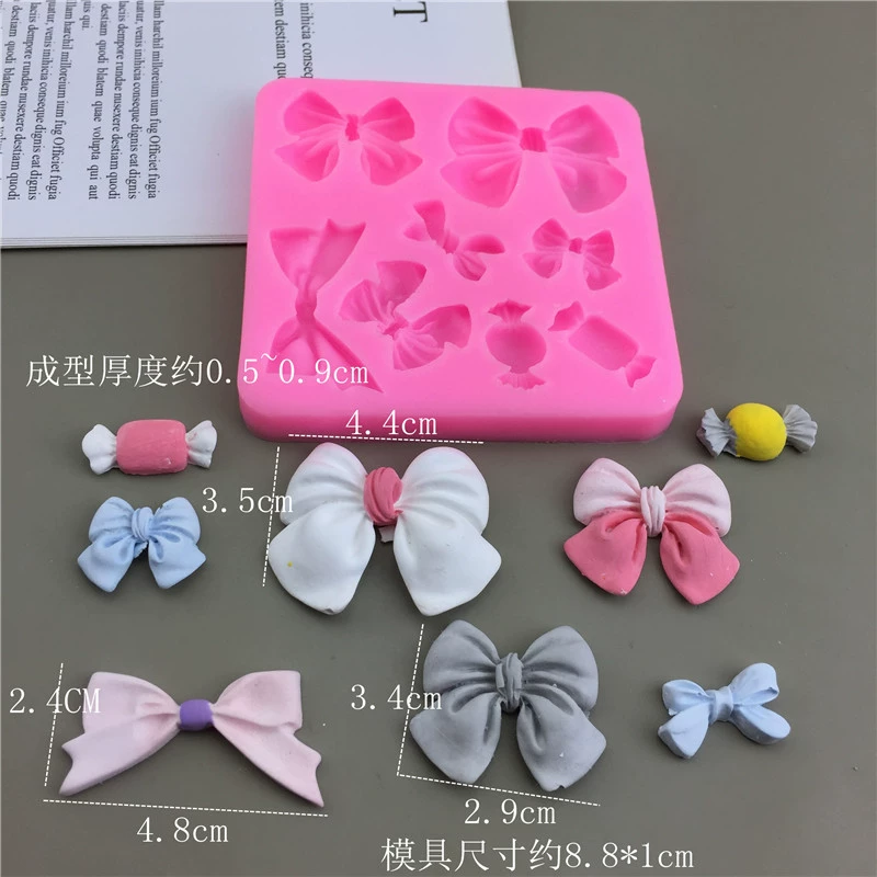 INS Эстетика 8-НLANG Bow Candy Silicon Plague Mold Chocolate Flinking Gypsum Decoration Tool