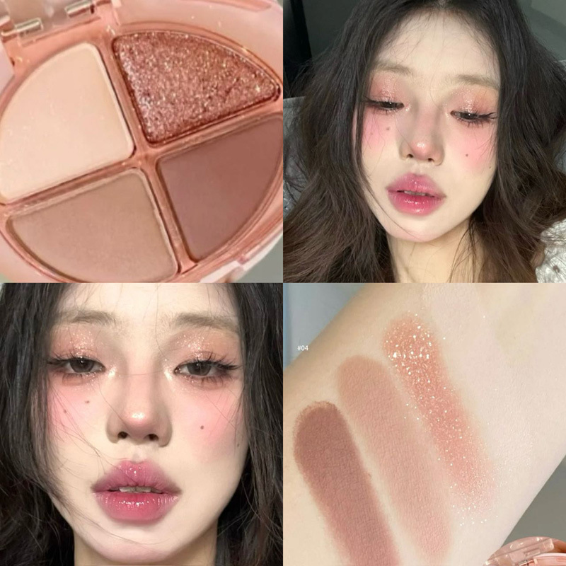 HERORANGE Sweet Gravity Eye Shadow Plate de cuatro colores, brillo de perla mate, brillo de alto brillo, sombras de ojos transfronterizas