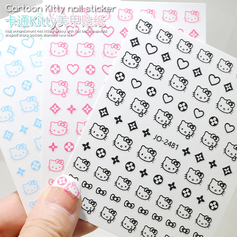 hellokitty nail stickers wholesale Hello kitty Blue Pink KT cat cute cartoon nail decals hellokitty nail stickers wholesale Hello kitty Blue Pink KT cat cute cartoon nail decals