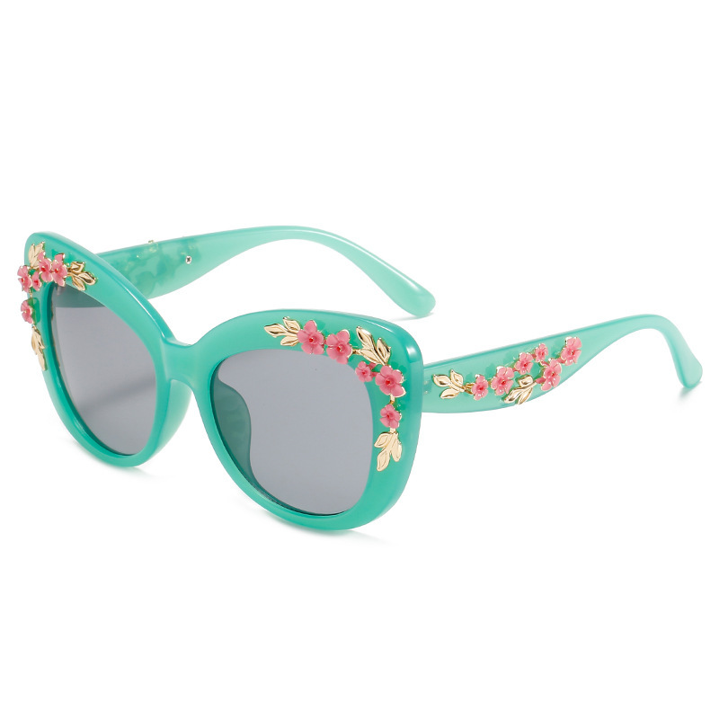 Retro Damen Sonnenbrille Im Cat-eye-design Mit Blumenmuster_voghion.com