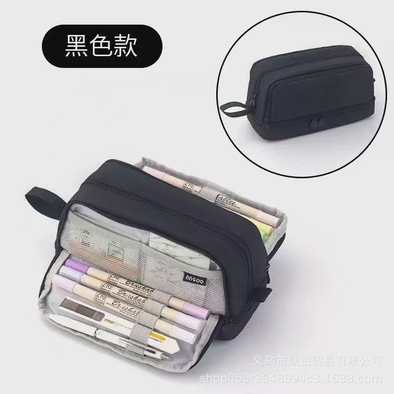 Estuche para lápices japonés de gran capacidad de alto valor Bolso de papelería de lona simple coreano para estudiantes de secundaria para niños y niñas Estuche para lápices lindo