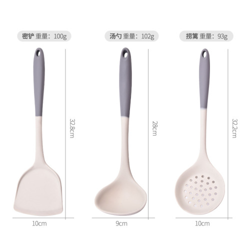 Silicone Kitchenware Set Spatula, Spoon, Ladle, Strainer Heat Insulation Food Grade Non-stick Pan Household Kitchen Utensils Tools Wholesale