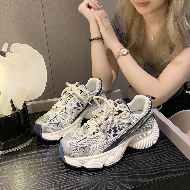 Explosive high-value daddy shoes women's 2023 summer new mesh surface breathable thick-soled small casual running shoes_voghion.com