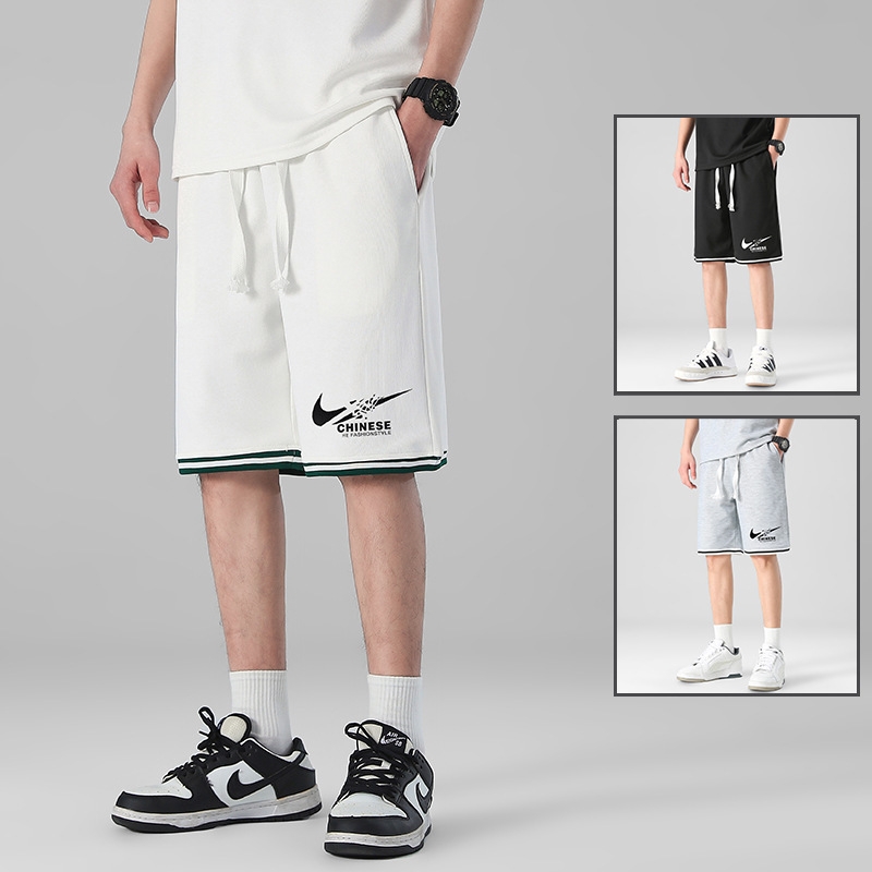 Al por mayor transfronterizo deportivo de ocio de verano de mangas cortas pantalones elásticos de cinco puntos de hombre de punto sueltos pantalones rectos image 3