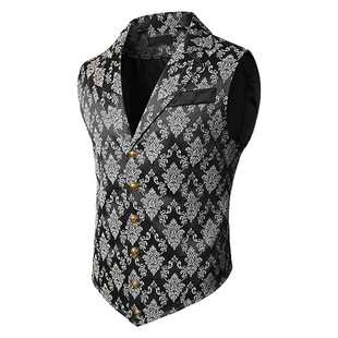 2024 Cross-border Men's Business Suit Vest Fashion British Vintage Vest Casual Suit Slim Vest