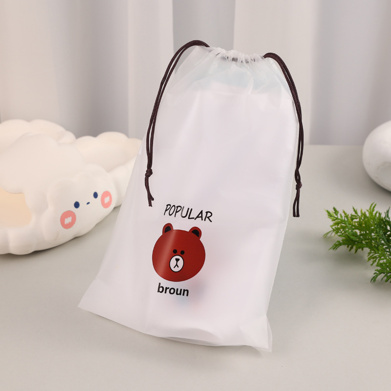 厂家现货eva磨砂小熊抽拉绳袋洗脸毛巾束口保鲜膜pe防尘收纳袋