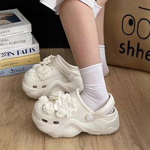 E\Va Flower New Super Popular Clogs for Women 2025 Summer Casual Internet Celebrity Same Style Thick-Soled Women's Shoes Non-Slip