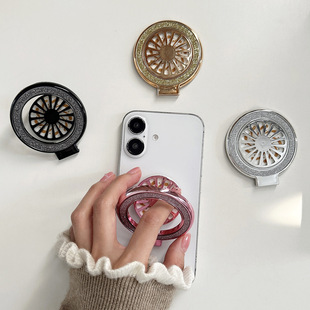 Rotatable Windmill Glitter Magnetic Stand Ring Foldable Adhesive Magnetic Wireless Charging Phone Case Universal Creative