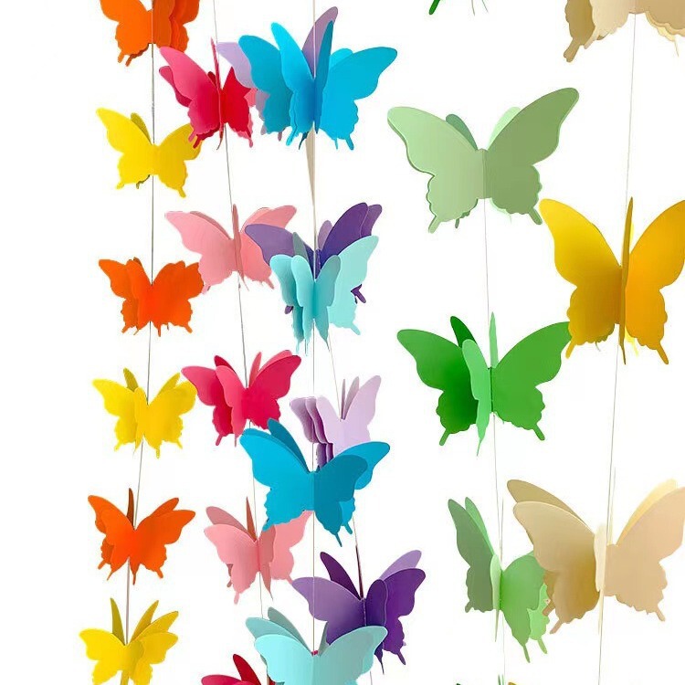Wedding Wedding Decoration Stereo Paper Flower Colorful Butterfly Five-Pointed Star Paper Flower Birthday Party Kidsren's Room Decoration Wedding Wedding Decoration Stereo Paper Flower Colorful Butterfly Five-Pointed Star Paper Flower Birthday Party Kidsren's Room Decoration