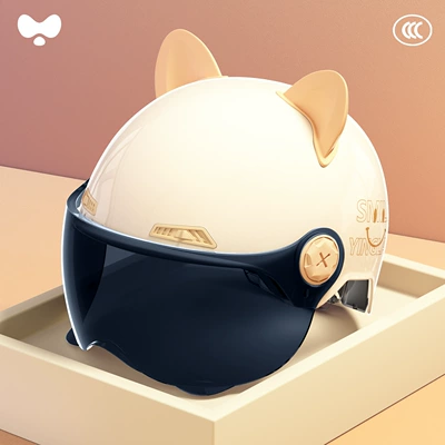 Cute Helmet for Electric Scooters, Women's 3C Certified, All-Season Use, High Aesthetic Value, Safety Helmet for Electric Motorcycles, Men's (Motosiklet kaskı (dəbilqə)) - 3c-single-lens-white-sunscreen-short-lens-class-a-new-national-standard-one-size-fits-all