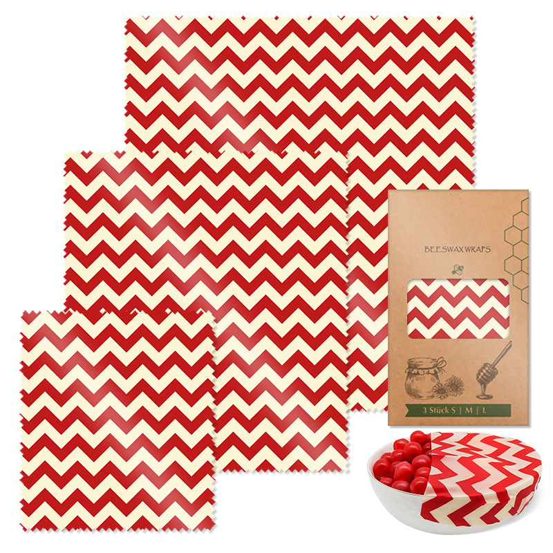 붉은 물결 3 피스 세트; 밀랍 신선한 보관 포장; 종이/판지