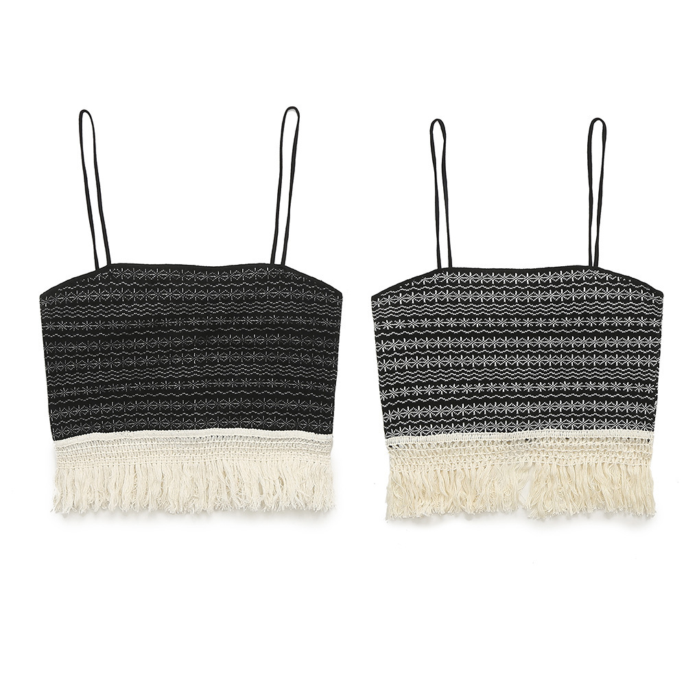 Women's 2024 Summer New Color blocked Striped Strap Slimming Half Skirt Set_voghion.com