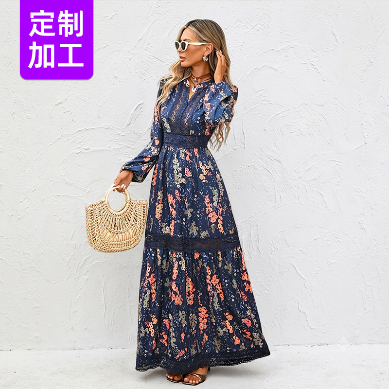 Clearance Sale Cross-Border European and American Women's Dresses, Spring and Summer Floral Dresses, Elegant Style Women's Long Dresses Clearance Sale Cross-Border European and American Women's Dresses, Spring and Summer Floral Dresses, Elegant Style Women's Long Dresses