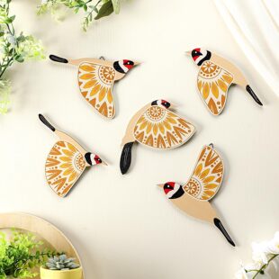 Cross-border Amazon explosions 5 pieces of wooden flying bird wall decoration bird lovers living room home decoration