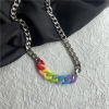 Acrylic rainbow necklace stainless steel