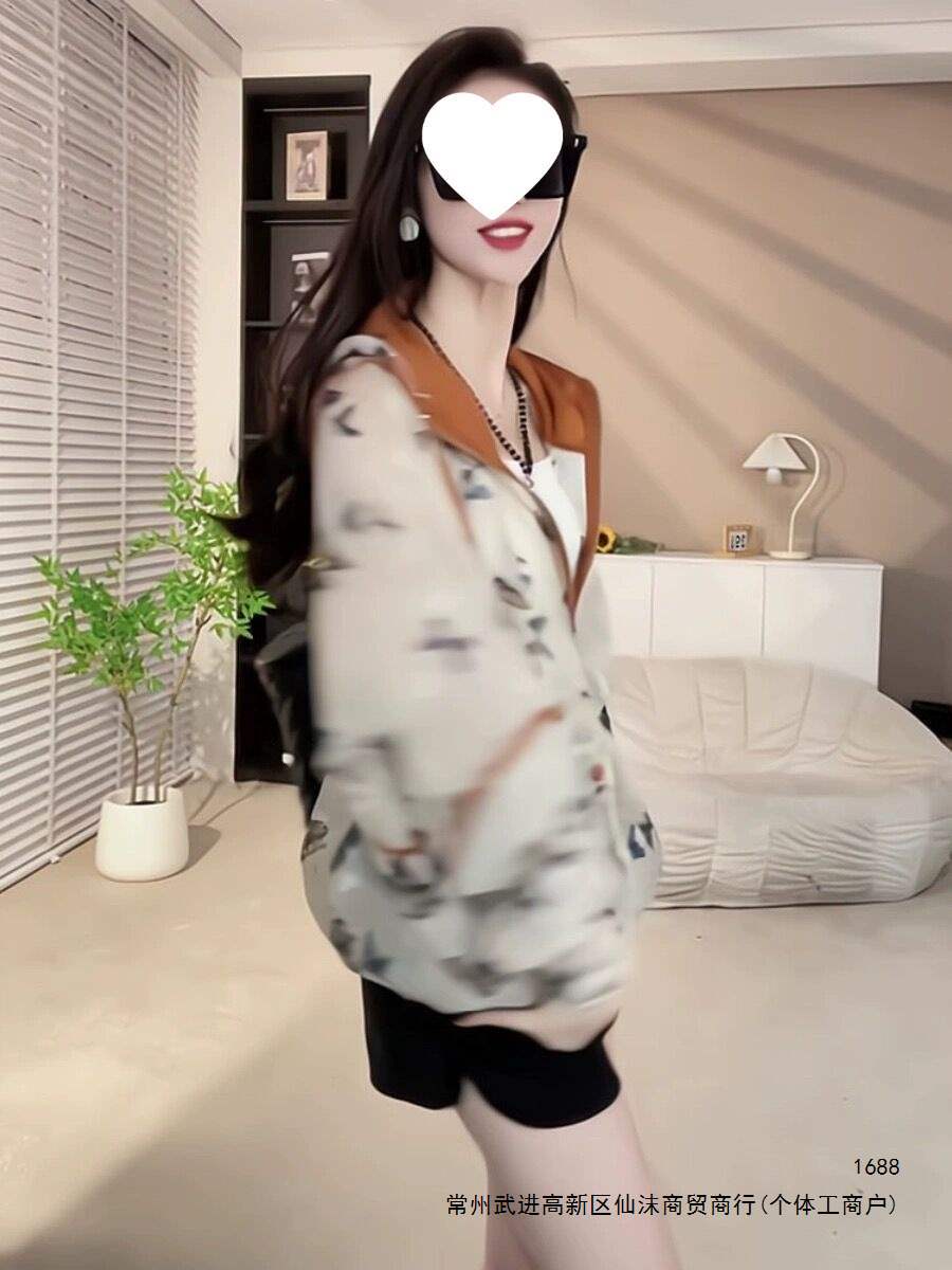Doble bolsillo de hielo con capuchón ropa de protección solar impresión de verano 2026 suelta ropa de protección solar de manga larga camiseta de mujer image 4