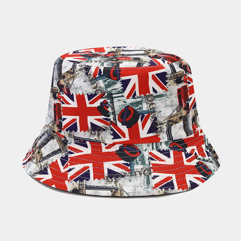 Outdoor Occasion Polyester Material Unisex Casual Style Elegant Basic National Flag Printing Bucket Hat