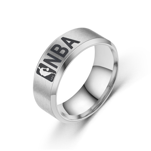Wish AliExpress European and American cross-border new stainless steel ring titanium steel ring American men's basketball logo