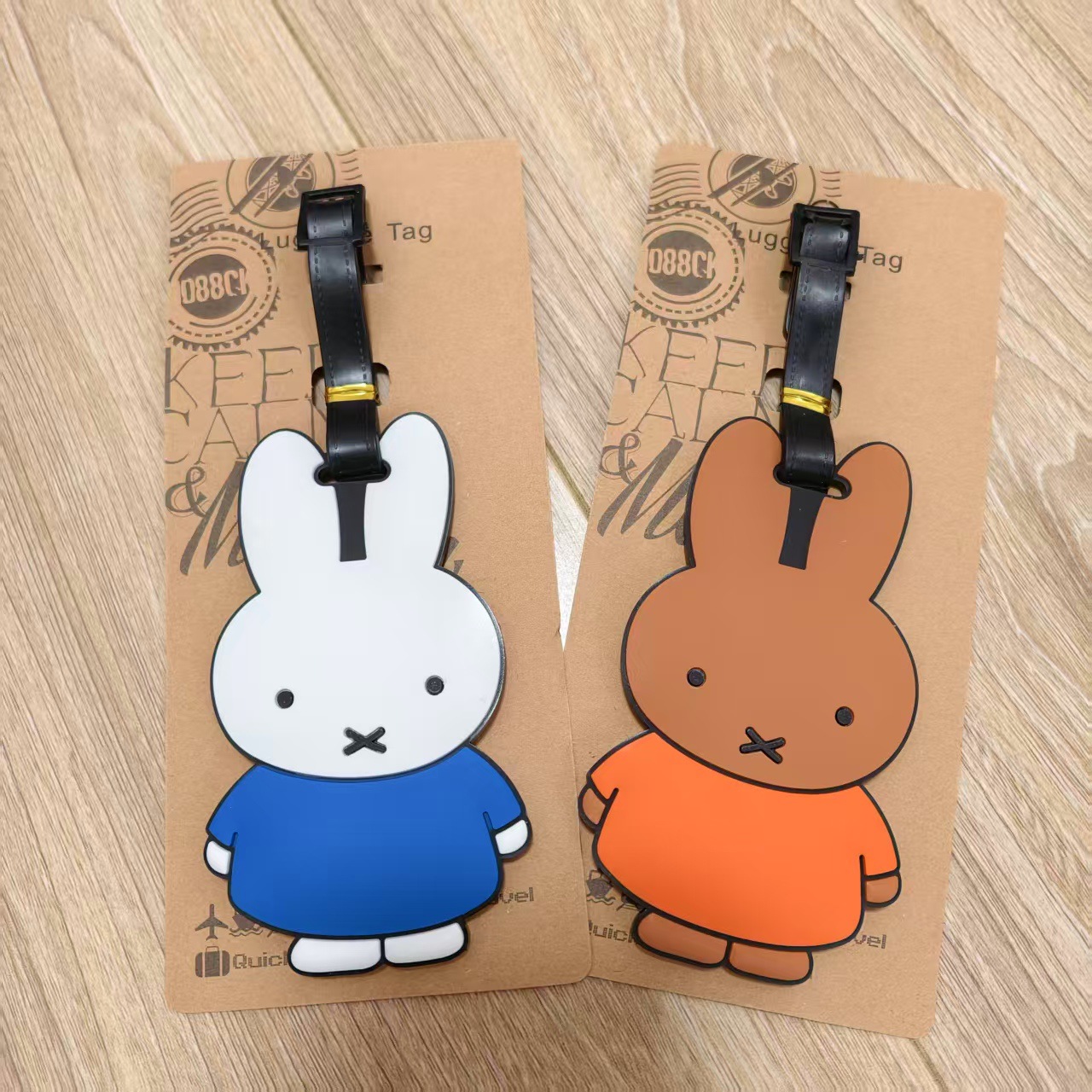 Cartoon Cute Miffy Rabbit Luggage Tag Little Bunny Couple Check-in Identification Tag Travel Baggage Tag Boarding Pass