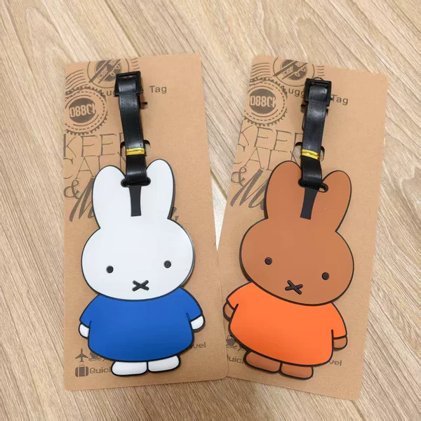 Cartoon Cute Miffy Rabbit Luggage Tag Little Bunny Couple Check-in Identification Tag Travel Baggage Tag Boarding Pass