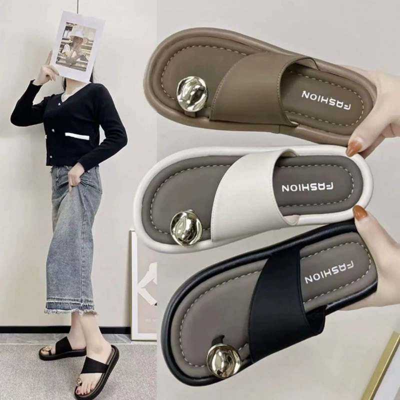 Slide JinbuKang, модные универсальные пляжные шлепанцы для отдыха на выход
