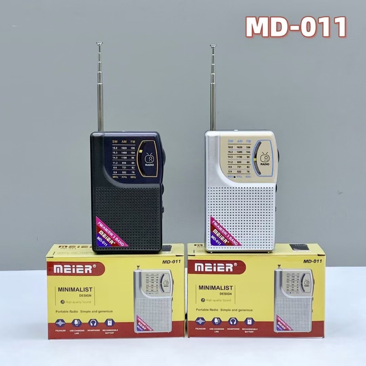 Nuevo MD011 retro portátil mini radio con antena AM/FM Ruleta de banda completa radio FM