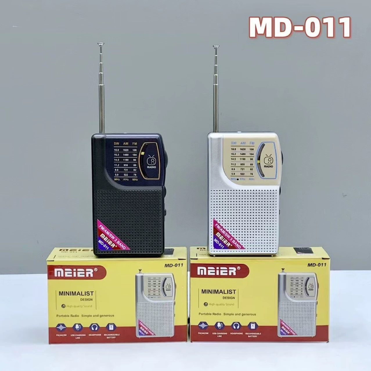 Новое портативное мини-радио MD011 в стиле ретро с антенной AM/FM, полнодиапазонное радио с частотной модуляцией рулетки