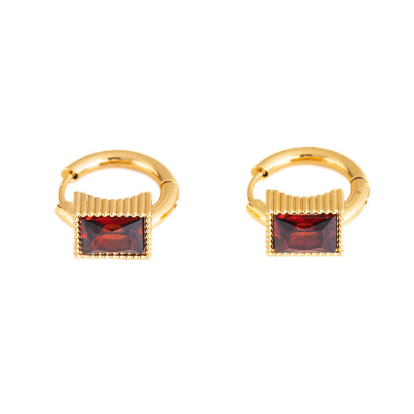 fashionable retro square earrings stainless steel with zircon