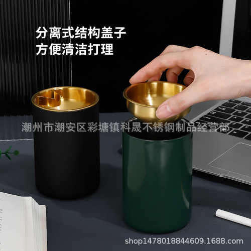Engraved logo car ashtray stainless steel home office hotel personalized gift advertising creative anti-fly ash