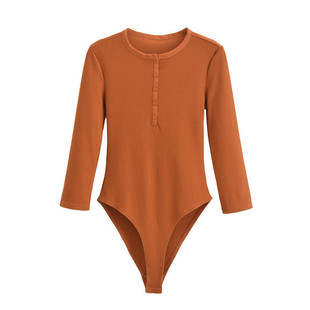 Cross-border foreign trade wholesale autumn new European and American style rib cotton round neck slim long sleeve jumpsuit 8686631