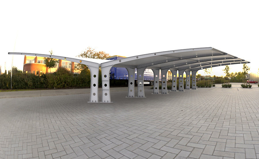 Outdoor light steel membrane structure electric vehicle parking shed factory community bicycle car charging tension film sunshade canopy