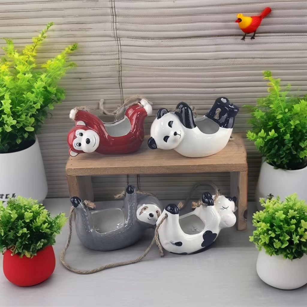 Jardinería transfronteriza, animales amazónicos, suculentas, macetas de cerámica, dibujos animados, lindos adornos de personalidad, se pueden colgar