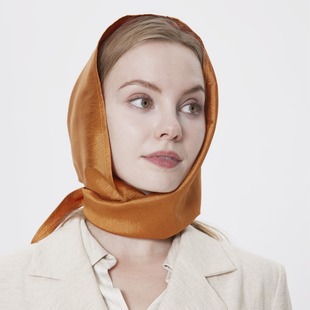 Cross-border New Spring and Autumn Single-layer Hat Scarf Fashion Matching Travel Solid Color Women's Neck Protection Imitation Satin Headscarf