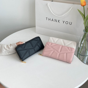 New 2024 Women's Wallet Mid-Length Zipper Clutch Bag Fashionable Export Pu Leather Embossed Wallet Coin Purse Trendy