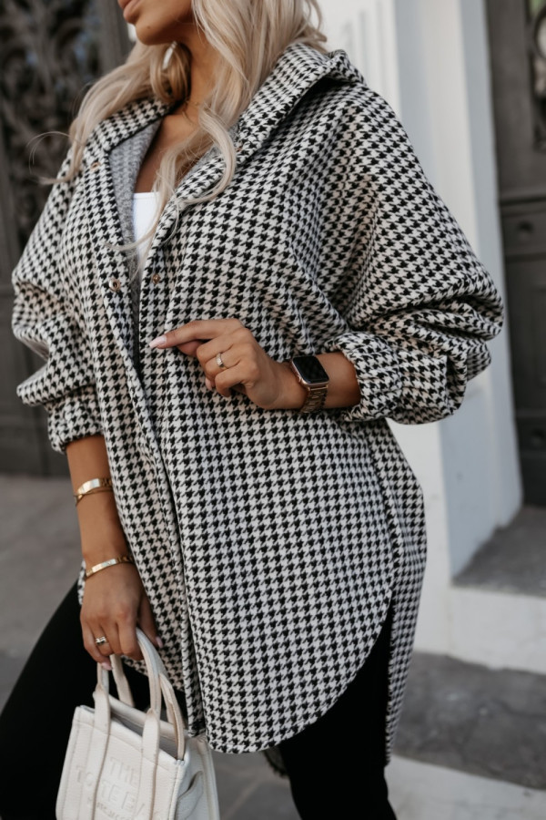 Damenbekleidung Herbst und Winter neue Kapuzenjacke mit Karomuster, lockerer, modischer, lässiger Wollmantel für Damen_voghion.com