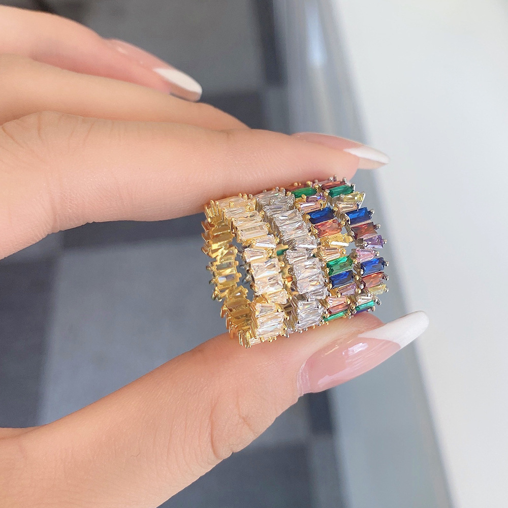 Glam Geometric Silver Plating Zircon Rings