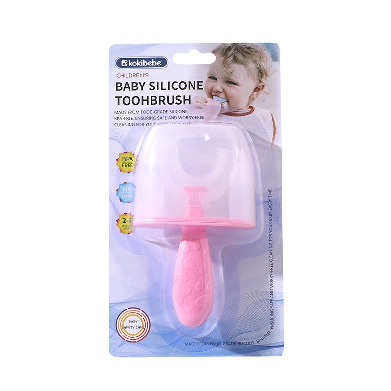 Cepillo de dientes de silicona para niños de 2 a 6 años, cepillo de dientes para limpieza de bebés, cepillo de dientes doméstico para proteger las encías, cepillo de dientes de dibujos animados con forma de U, cepillo de dientes de cerdas suaves.