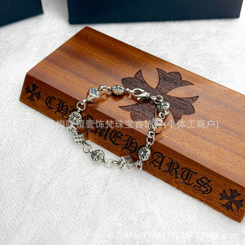 Kromai Bracelet S925 Dice Bracelet Cruciferous Bracelet for Men and Women European and American Vintage Couple Mang Star Couple Chain
