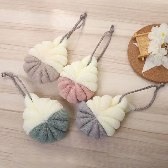 High quality 60g double color plain color stitching Bath flower turtle shape foaming net adult children Bath Bath ball rub