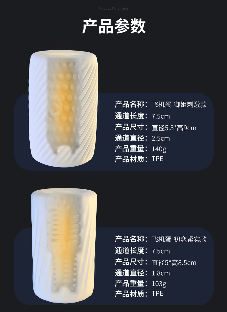 Jiuai Aircraft Egg Male Masturbator, Manual TPE Stroker, Hidden Portable Design — detail image 31