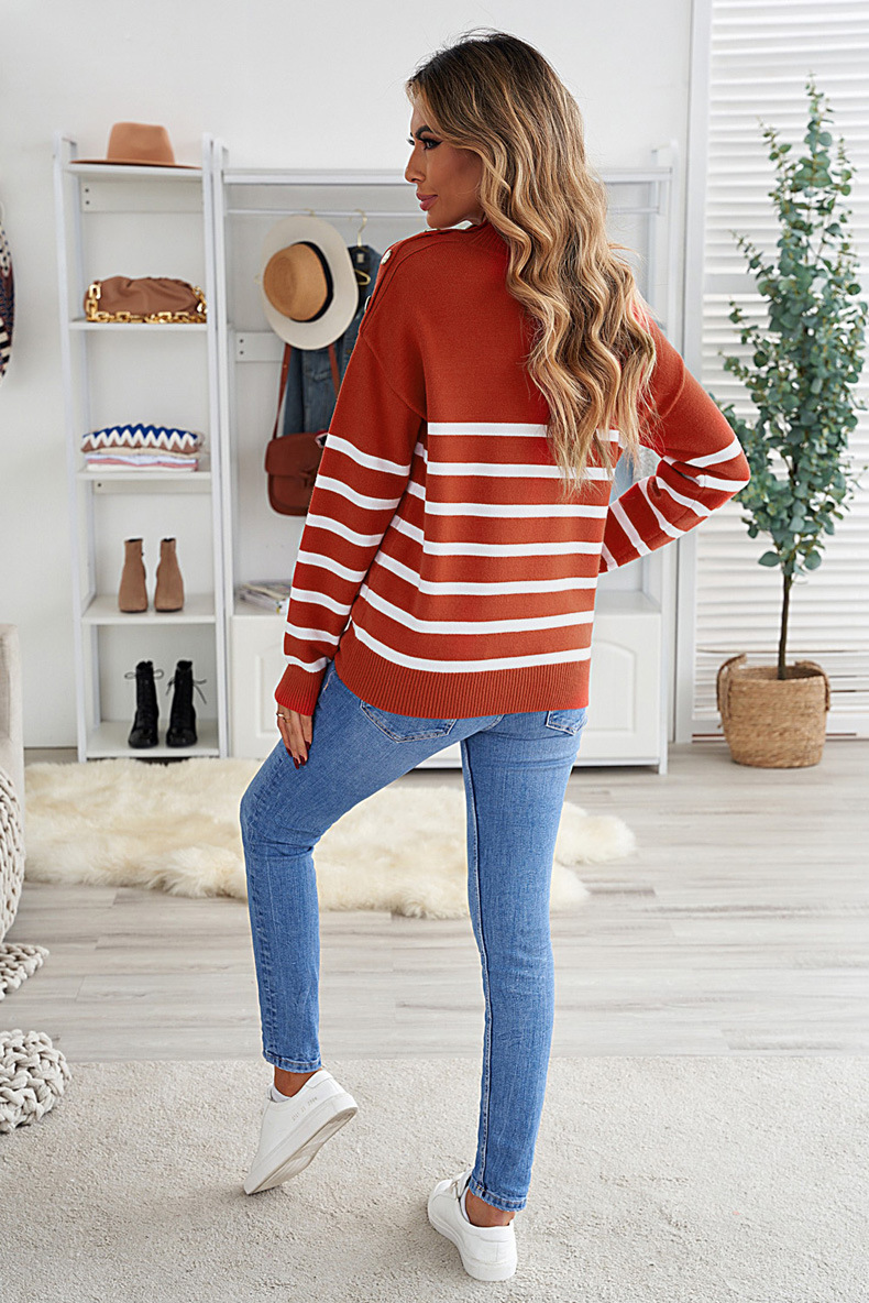 women s striped loose round neck pullover nihaostyles clothing wholesale NSQSY78168